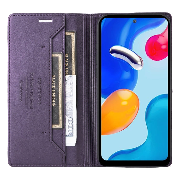 For Redmi Note 11S / 12S GQUTROBE G01 RFID Anti-theft Leather Phone Case(Purple)