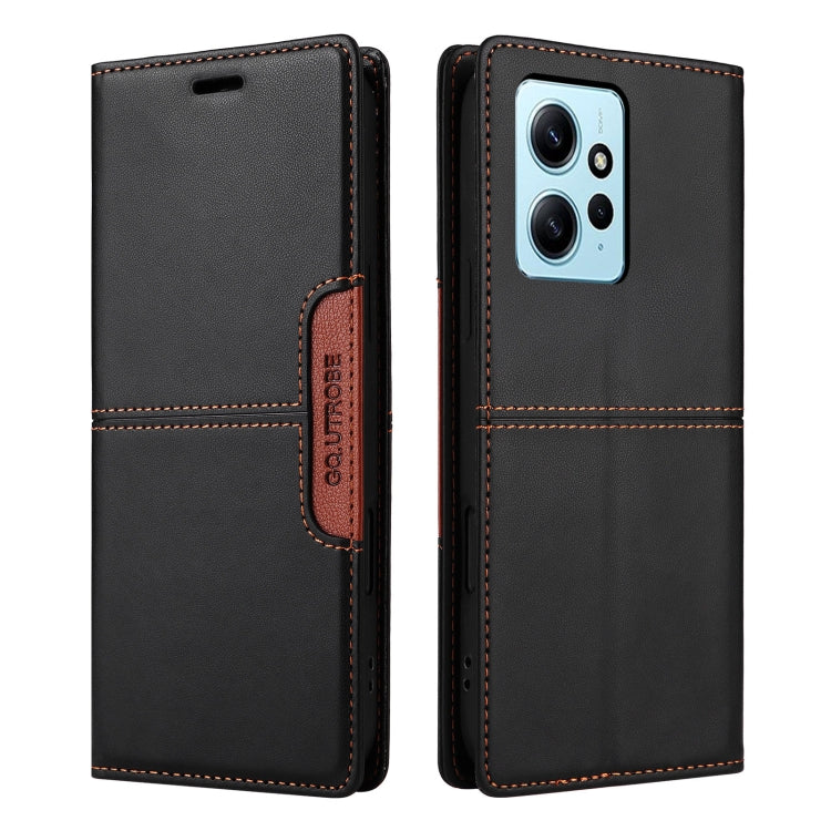For Redmi Note 12 4G GQUTROBE G01 RFID Anti-theft Leather Phone Case(Black)
