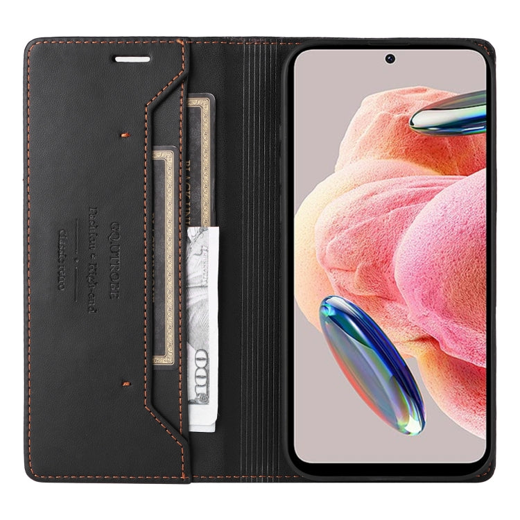 For Redmi Note 12 4G GQUTROBE G01 RFID Anti-theft Leather Phone Case(Black)