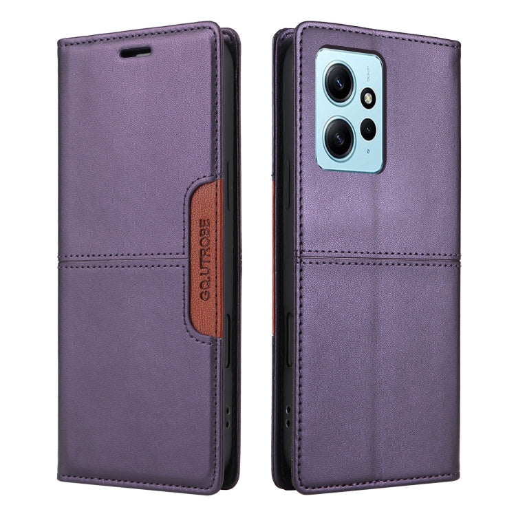 For Redmi Note 12 4G GQUTROBE G01 RFID Anti-theft Leather Phone Case(Purple)