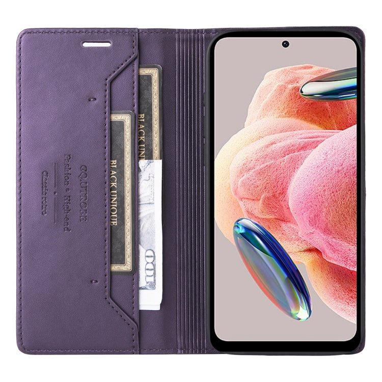 For Redmi Note 12 4G GQUTROBE G01 RFID Anti-theft Leather Phone Case(Purple)
