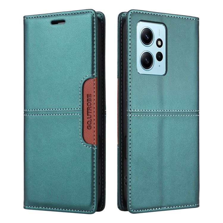 For Redmi Note 12 4G GQUTROBE G01 RFID Anti-theft Leather Phone Case(Green)