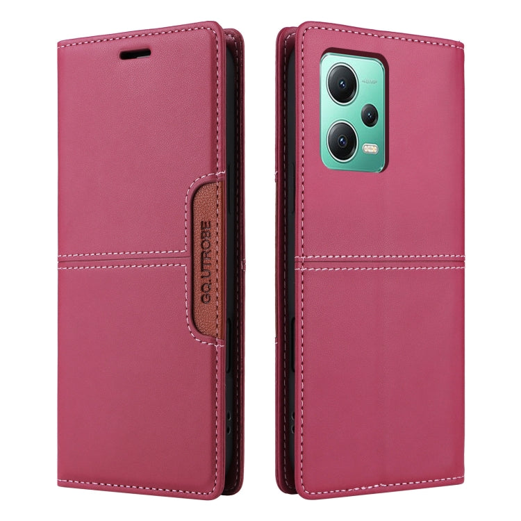 For Redmi Note 12 5G GQUTROBE G01 RFID Anti-theft Leather Phone Case(Red)