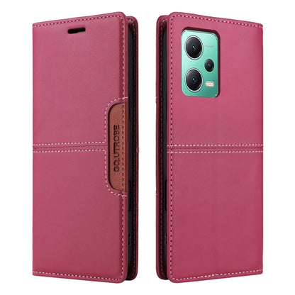 For Redmi Note 12 5G GQUTROBE G01 RFID Anti-theft Leather Phone Case(Red)