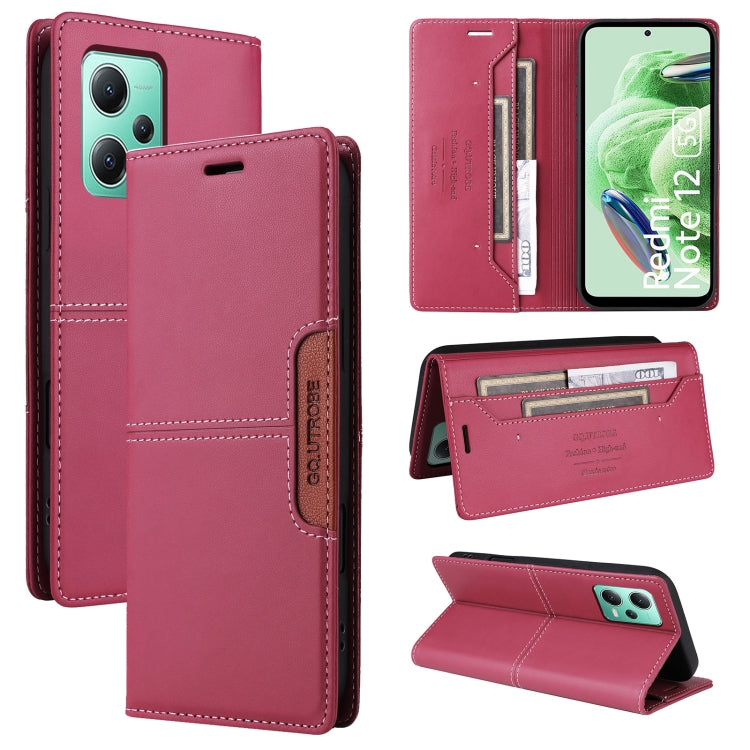 For Redmi Note 12 5G GQUTROBE G01 RFID Anti-theft Leather Phone Case(Red)