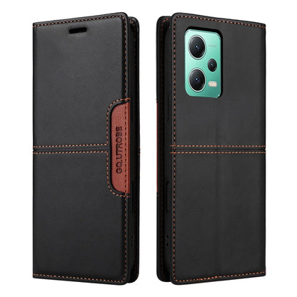 For Redmi Note 12 5G GQUTROBE G01 RFID Anti-theft Leather Phone Case(Black)