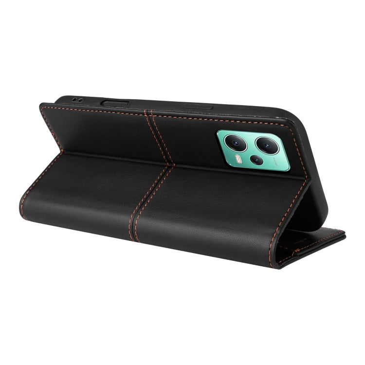For Redmi Note 12 5G GQUTROBE G01 RFID Anti-theft Leather Phone Case(Black)