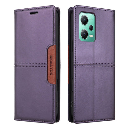 For Redmi Note 12 5G GQUTROBE G01 RFID Anti-theft Leather Phone Case(Purple)