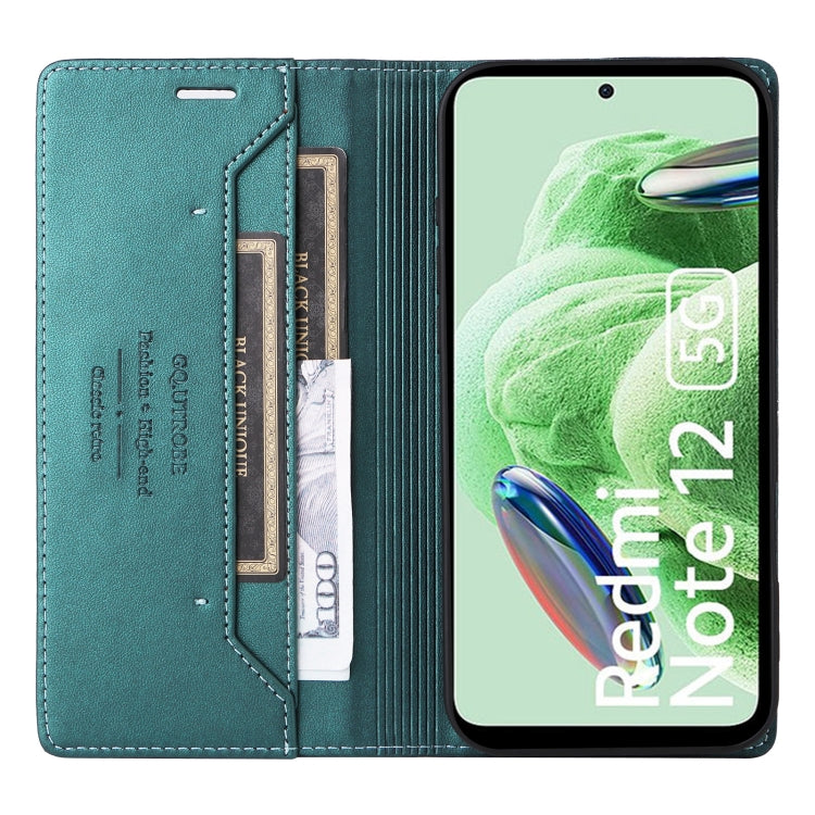 For Redmi Note 12 5G GQUTROBE G01 RFID Anti-theft Leather Phone Case(Green)