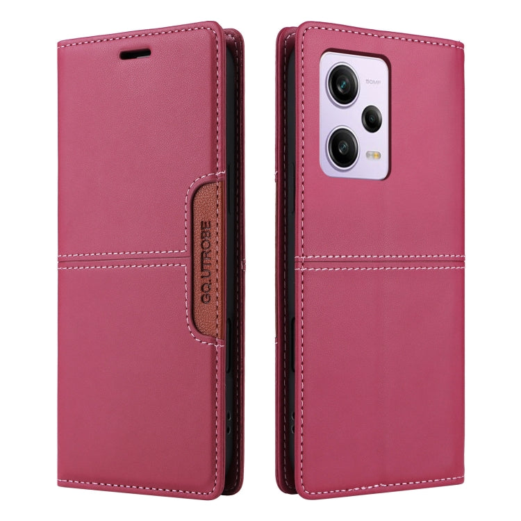 For Redmi Note 12 Pro 5G GQUTROBE G01 RFID Anti-theft Leather Phone Case(Red)