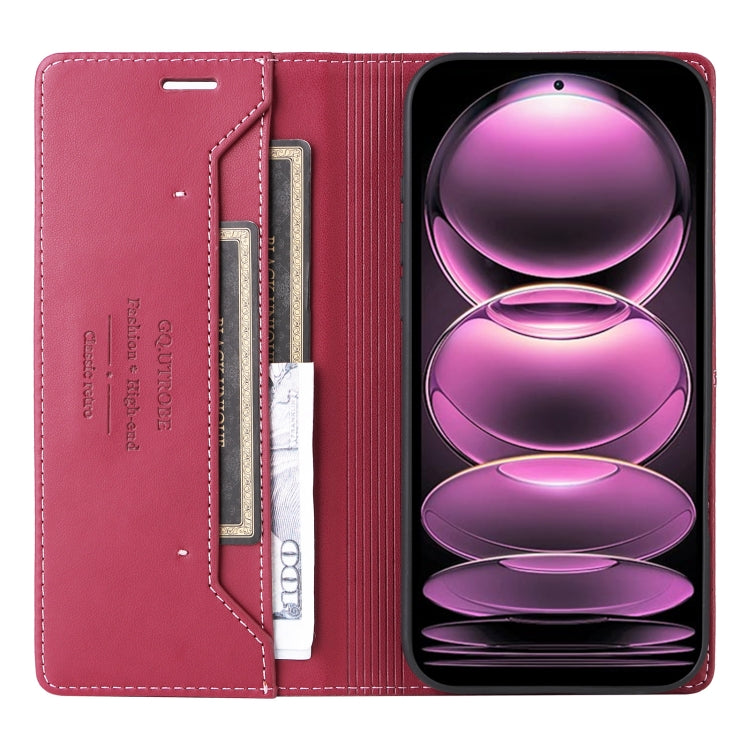 For Redmi Note 12 Pro 5G GQUTROBE G01 RFID Anti-theft Leather Phone Case(Red)