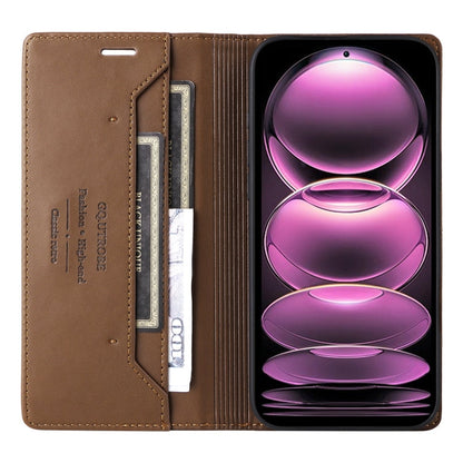 For Redmi Note 12 Pro 5G GQUTROBE G01 RFID Anti-theft Leather Phone Case(Brown)