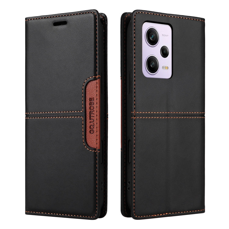 For Redmi Note 12 Pro 5G GQUTROBE G01 RFID Anti-theft Leather Phone Case(Black)