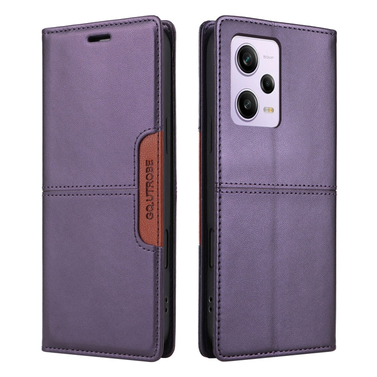 For Redmi Note 12 Pro 5G GQUTROBE G01 RFID Anti-theft Leather Phone Case(Purple)
