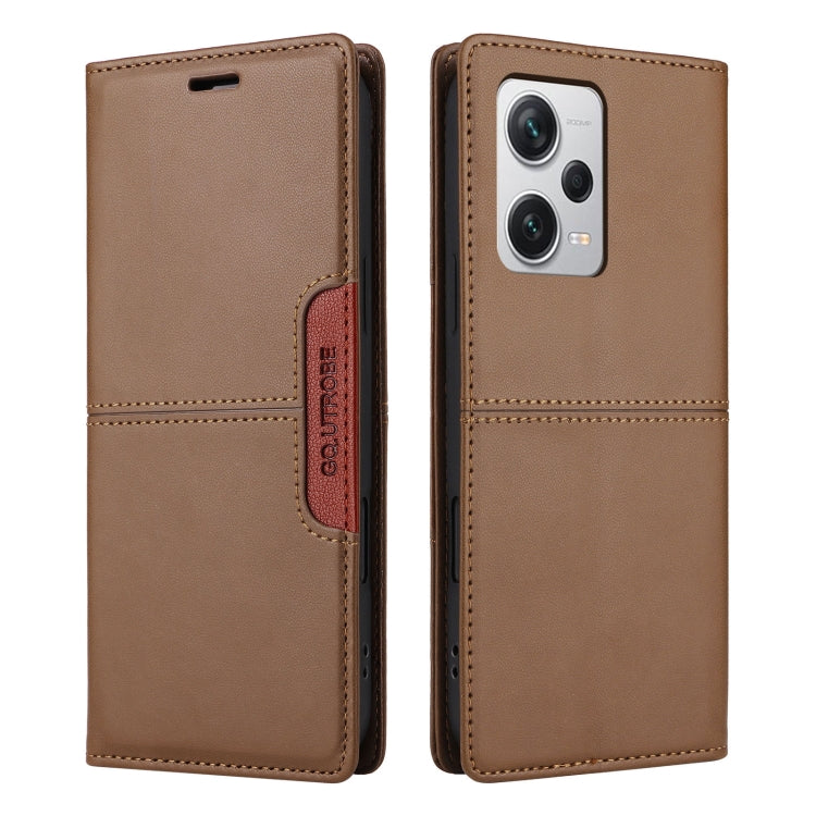 For Redmi Note 12 Pro+ GQUTROBE G01 RFID Anti-theft Leather Phone Case(Brown)