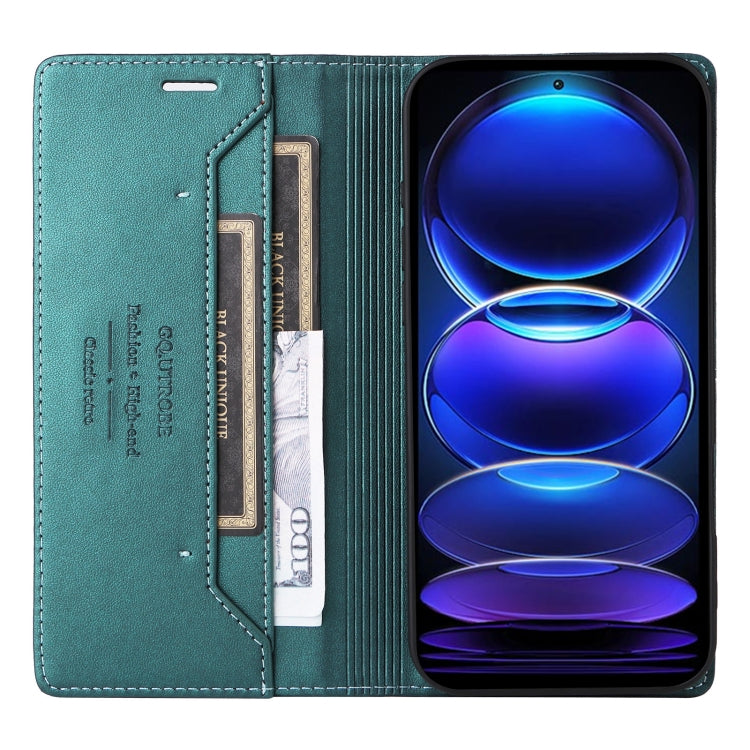 For Redmi Note 12 Pro+ GQUTROBE G01 RFID Anti-theft Leather Phone Case(Green)