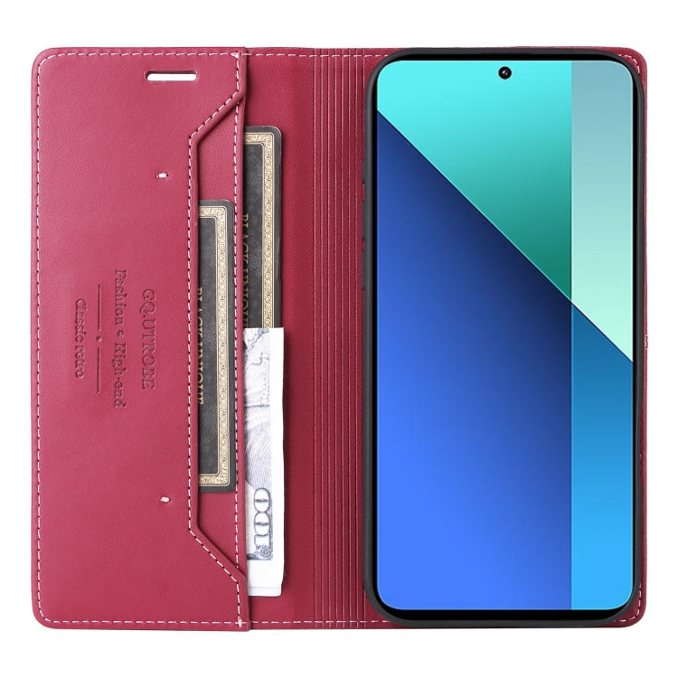 For Redmi Note 13 4G GQUTROBE G01 RFID Anti-theft Leather Phone Case(Red)