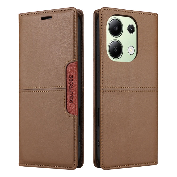 For Redmi Note 13 4G GQUTROBE G01 RFID Anti-theft Leather Phone Case(Brown)