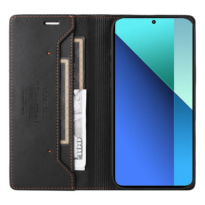 For Redmi Note 13 4G GQUTROBE G01 RFID Anti-theft Leather Phone Case(Black)