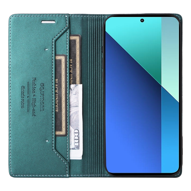 For Redmi Note 13 4G GQUTROBE G01 RFID Anti-theft Leather Phone Case(Green)
