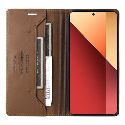 For Redmi Note 13 5G GQUTROBE G01 RFID Anti-theft Leather Phone Case(Brown)