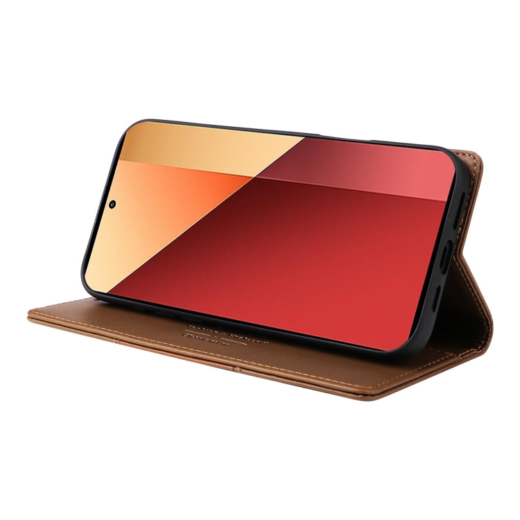 For Redmi Note 13 5G GQUTROBE G01 RFID Anti-theft Leather Phone Case(Brown)