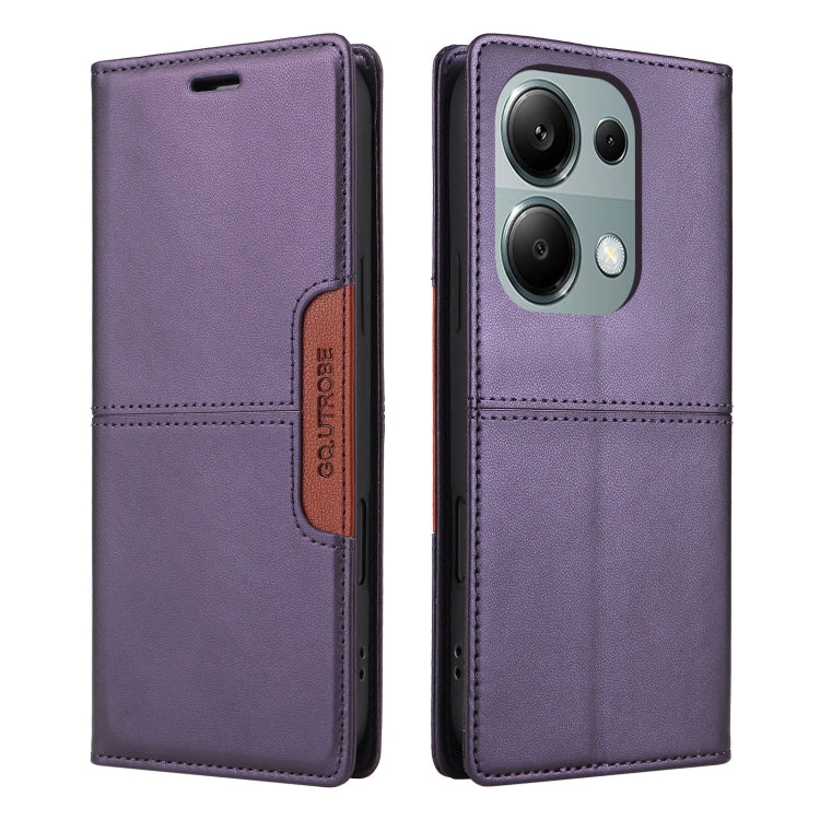 For Redmi Note 13 5G GQUTROBE G01 RFID Anti-theft Leather Phone Case(Purple)