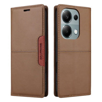 For Redmi Note 13 Pro 4G GQUTROBE G01 RFID Anti-theft Leather Phone Case(Brown)
