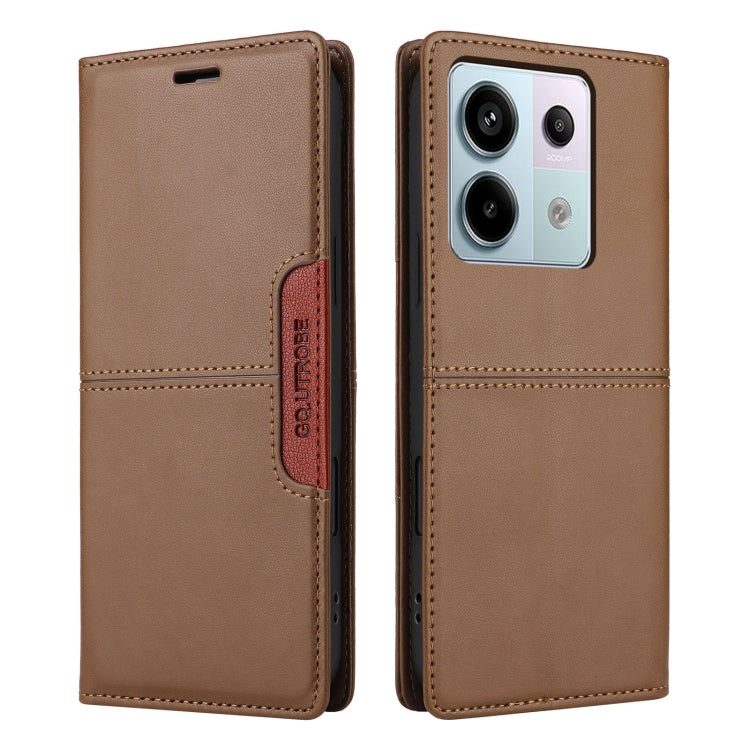 For Redmi Note 13 Pro 5G GQUTROBE G01 RFID Anti-theft Leather Phone Case(Brown)