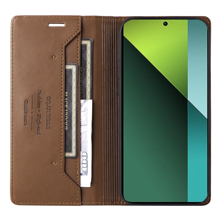 For Redmi Note 13 Pro 5G GQUTROBE G01 RFID Anti-theft Leather Phone Case(Brown)