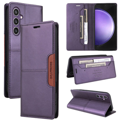 For Samsung Galaxy A25 5G GQUTROBE G01 RFID Anti-theft Leather Phone Case(Purple)