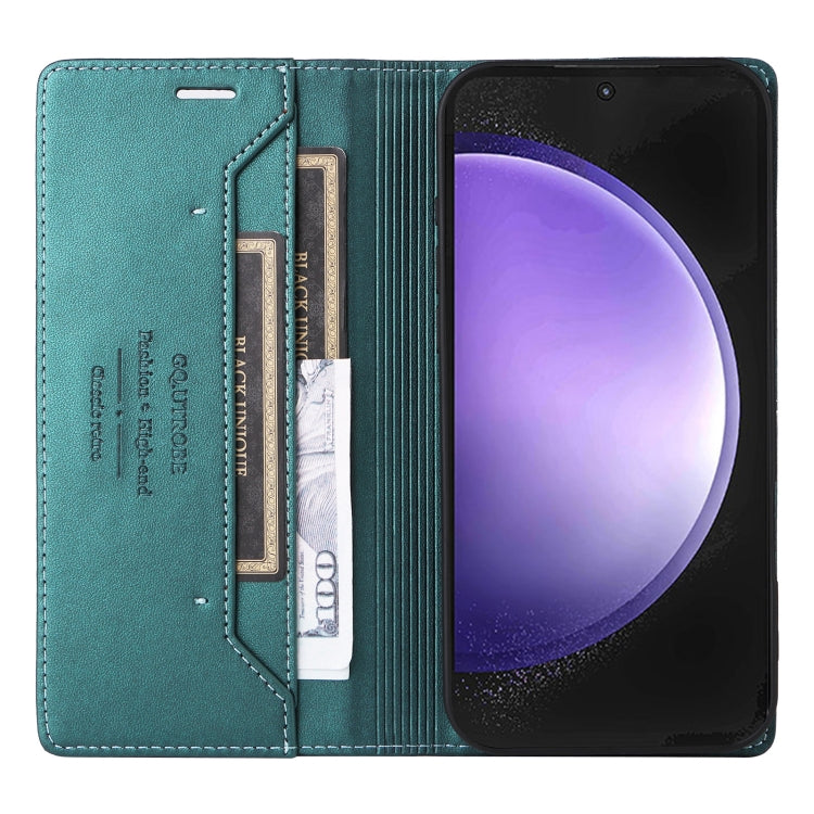 For Samsung Galaxy A25 5G GQUTROBE G01 RFID Anti-theft Leather Phone Case(Green)