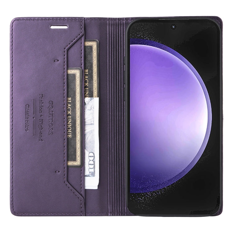 For Samsung Galaxy A34 GQUTROBE G01 RFID Anti-theft Leather Phone Case(Purple)