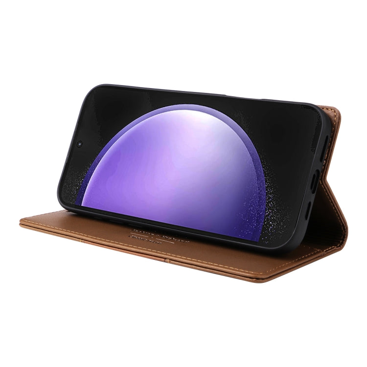 For Samsung Galaxy A35 GQUTROBE G01 RFID Anti-theft Leather Phone Case(Brown)