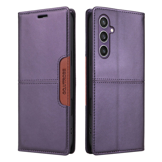 For Samsung Galaxy A35 GQUTROBE G01 RFID Anti-theft Leather Phone Case(Purple)