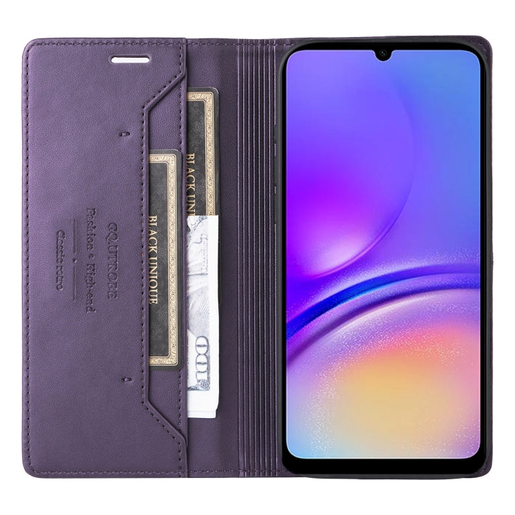 For Samsung Galaxy A05 GQUTROBE G01 RFID Anti-theft Leather Phone Case(Purple)