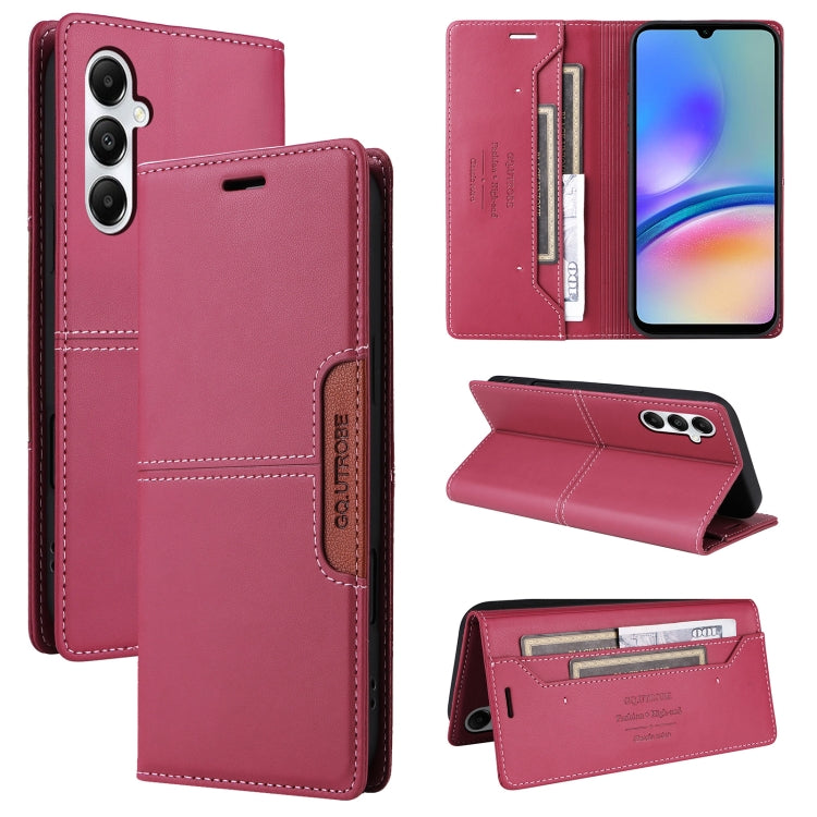 For Samsung Galaxy A05s GQUTROBE G01 RFID Anti-theft Leather Phone Case(Red)