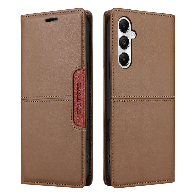 For Samsung Galaxy A05s GQUTROBE G01 RFID Anti-theft Leather Phone Case(Brown)