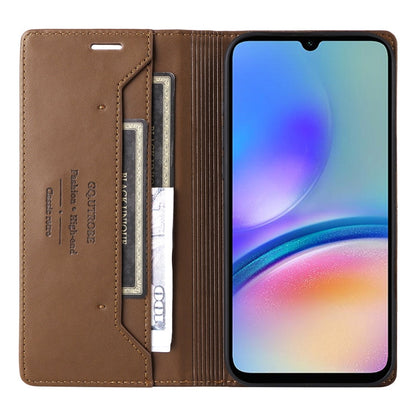 For Samsung Galaxy A05s GQUTROBE G01 RFID Anti-theft Leather Phone Case(Brown)