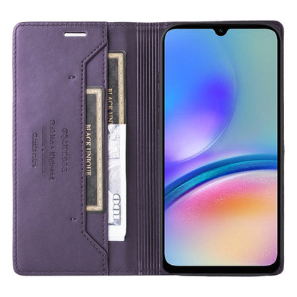 For Samsung Galaxy A05s GQUTROBE G01 RFID Anti-theft Leather Phone Case(Purple)