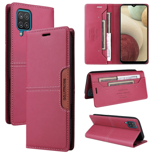 For Samsung Galaxy A12 / M12 GQUTROBE G01 RFID Anti-theft Leather Phone Case(Red)