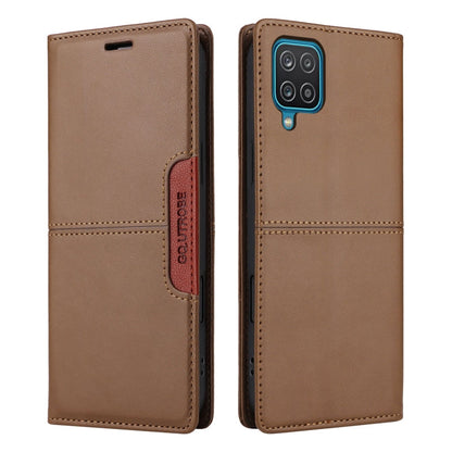 For Samsung Galaxy A12 / M12 GQUTROBE G01 RFID Anti-theft Leather Phone Case(Brown)