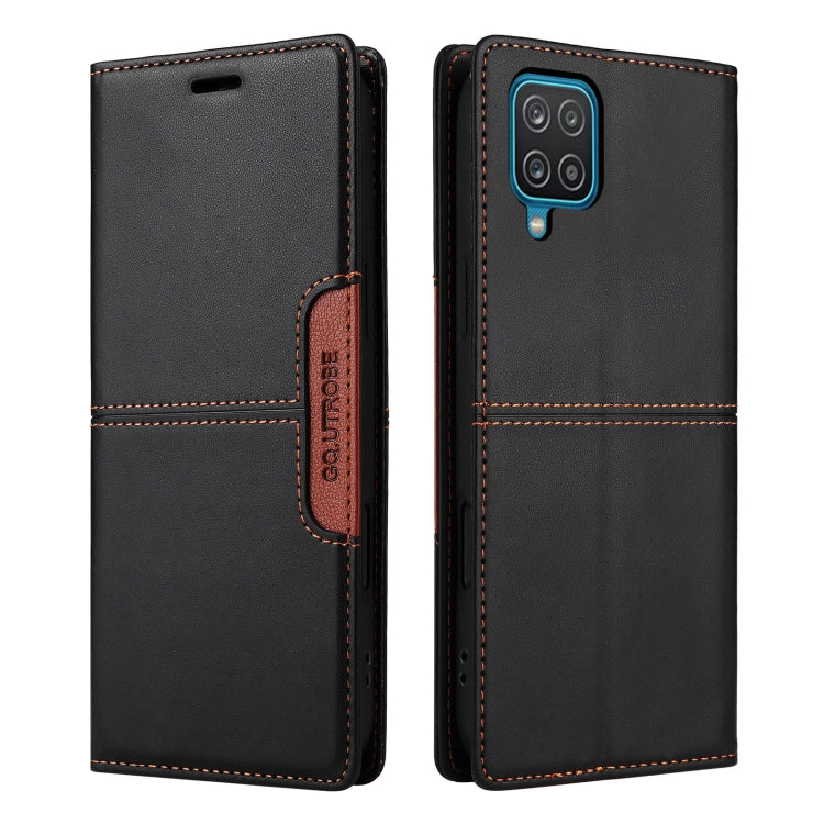 For Samsung Galaxy A12 / M12 GQUTROBE G01 RFID Anti-theft Leather Phone Case(Black)