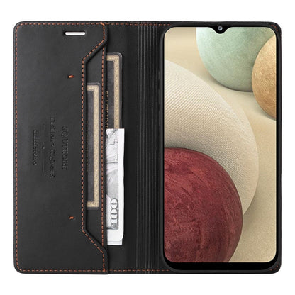 For Samsung Galaxy A12 / M12 GQUTROBE G01 RFID Anti-theft Leather Phone Case(Black)
