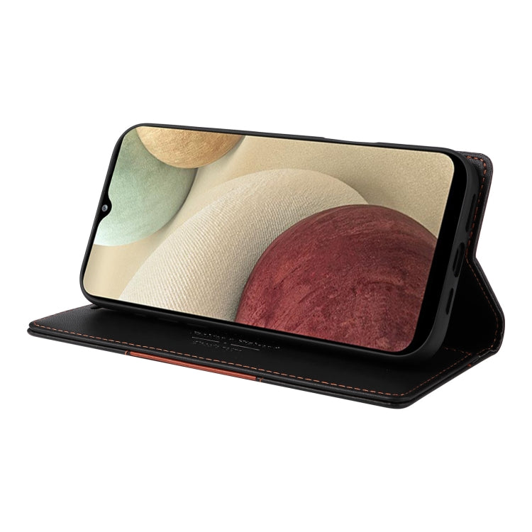 For Samsung Galaxy A12 / M12 GQUTROBE G01 RFID Anti-theft Leather Phone Case(Black)