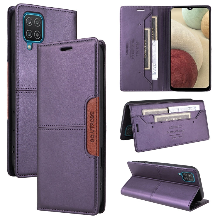 For Samsung Galaxy A12 / M12 GQUTROBE G01 RFID Anti-theft Leather Phone Case(Purple)