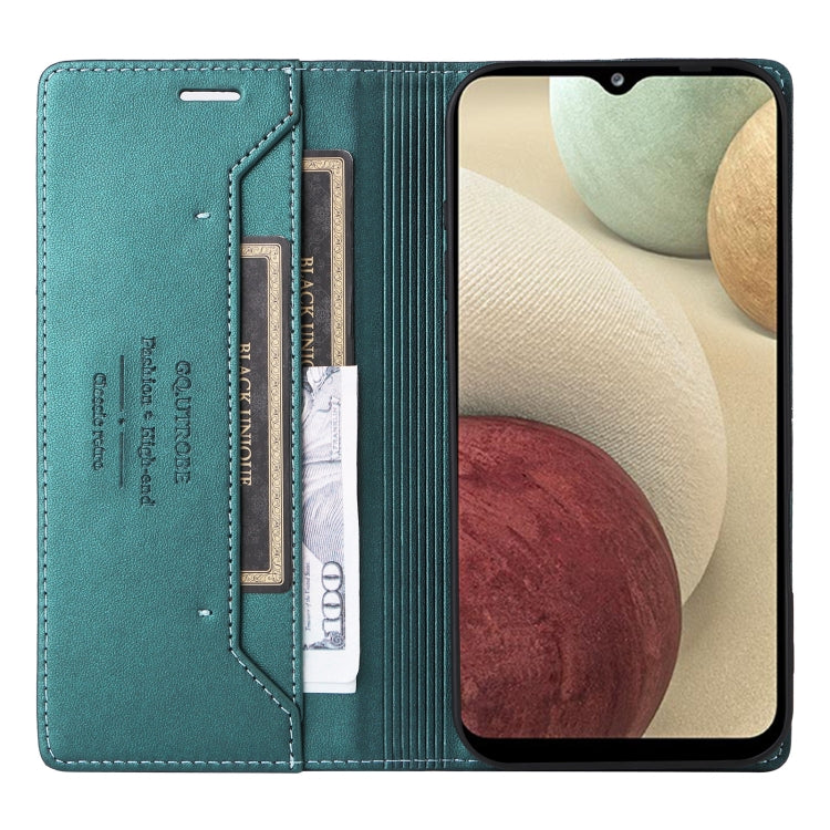 For Samsung Galaxy A12 / M12 GQUTROBE G01 RFID Anti-theft Leather Phone Case(Green)
