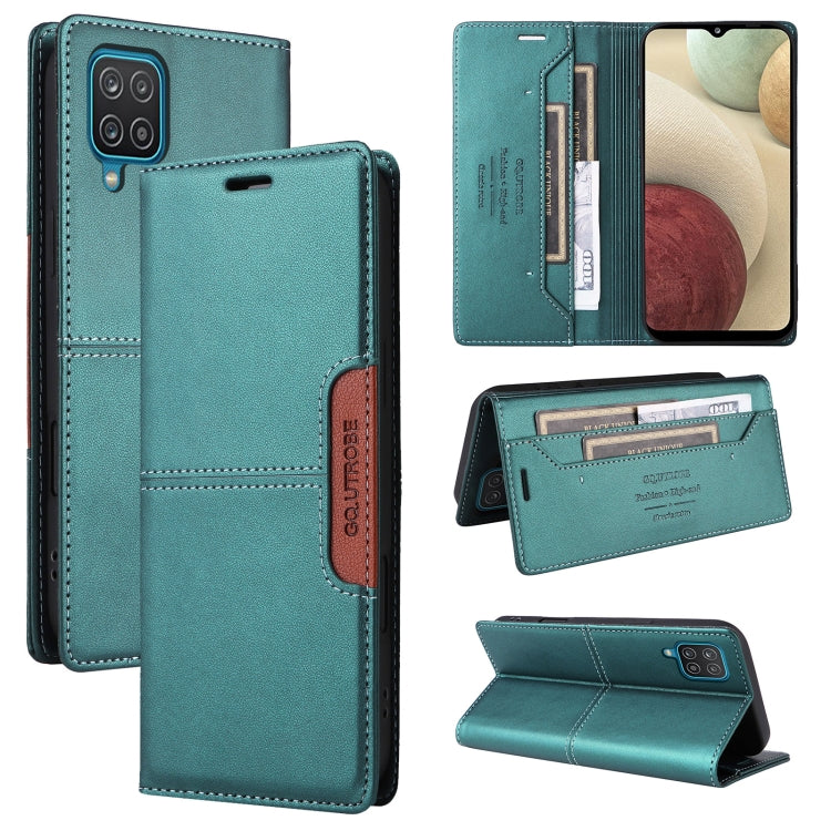 For Samsung Galaxy A12 / M12 GQUTROBE G01 RFID Anti-theft Leather Phone Case(Green)