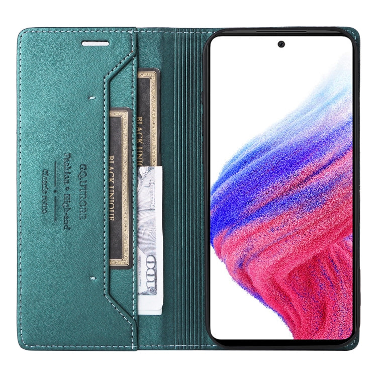 For Samsung Galaxy A13 5G / 4G GQUTROBE G01 RFID Anti-theft Leather Phone Case(Green)