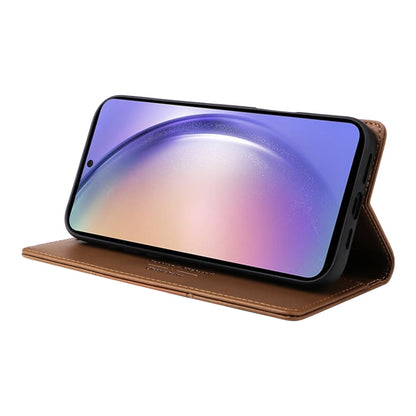For Samsung Galaxy A14 5G GQUTROBE G01 RFID Anti-theft Leather Phone Case(Brown)
